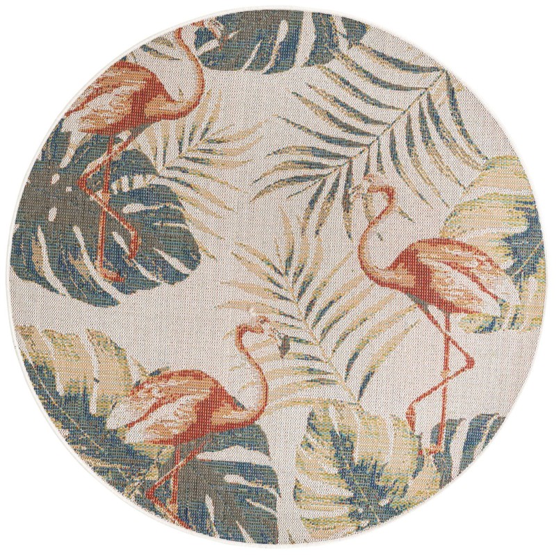 5' 3 x 5' 3 Ridgway · Flamingo Outdoor Rug, ivory and rust red
