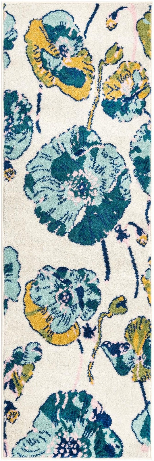 2' x 6' Hyland · Floral / botanical rug, white
