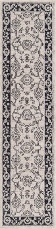 Lancey · Floral rug, ivory, gray and black