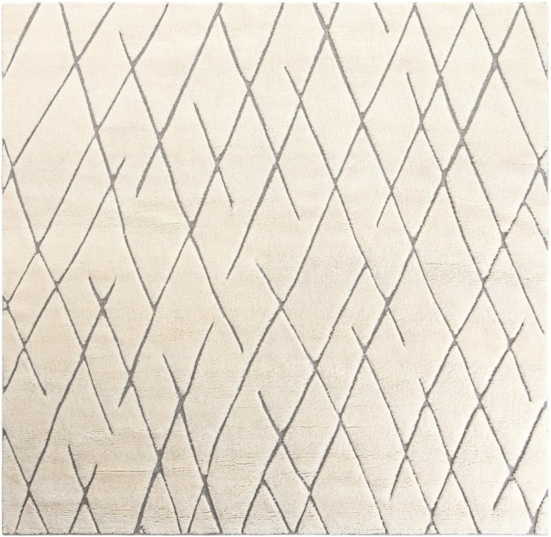 Geary · Diamond lattice Wool Shag Rug, ivory and gray