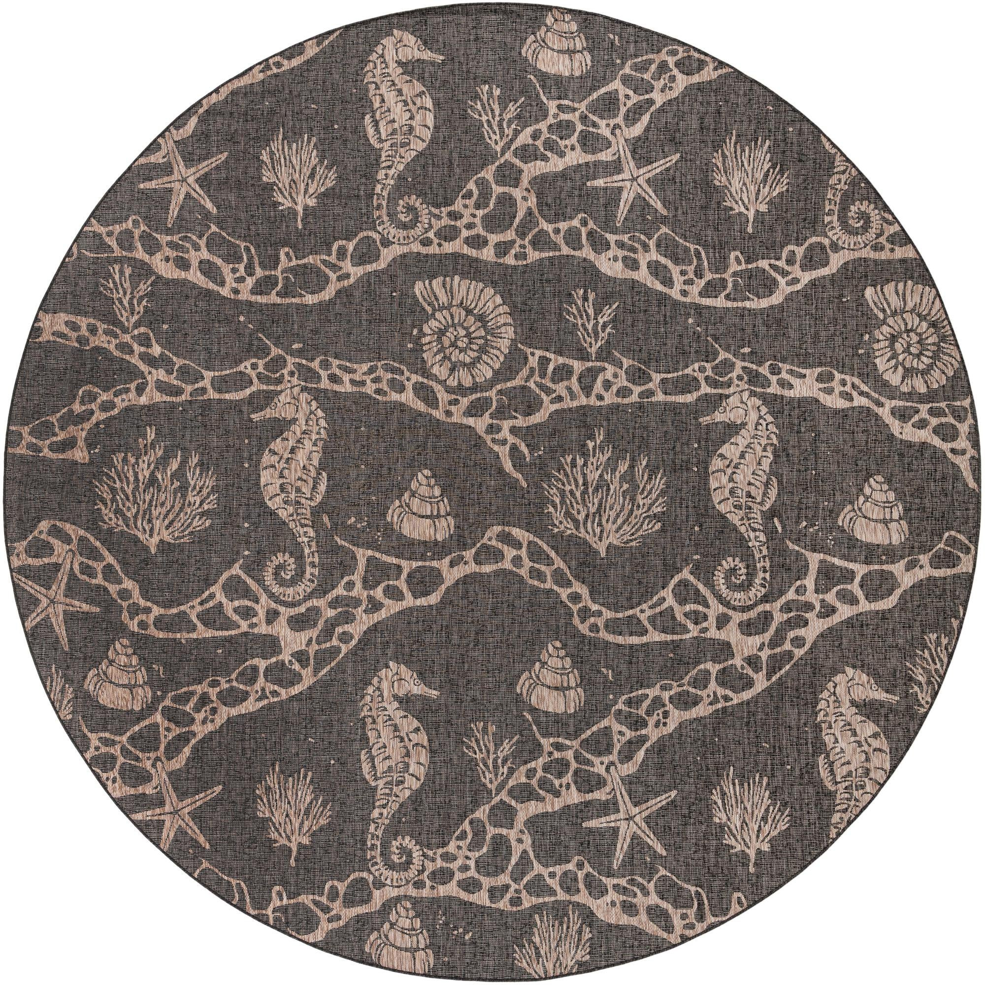 13' x 13' Daly · Pictoral Outdoor Rug, black