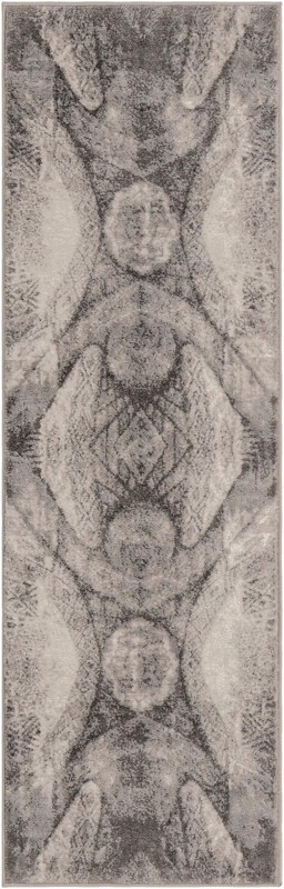 2' x 6' 7 Blakemore · Abstract medallion rug, gray and ivory