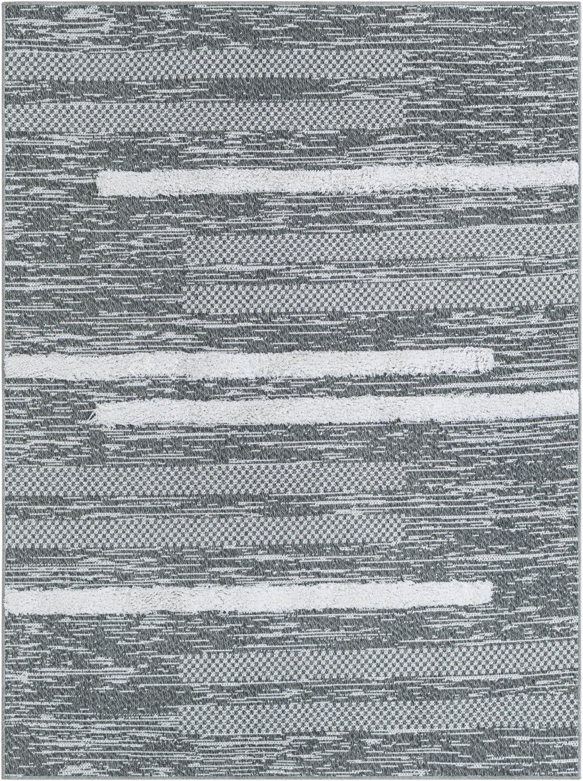 2' 3 x 3' Hornsby · Abstract striped rug, gray and ivory