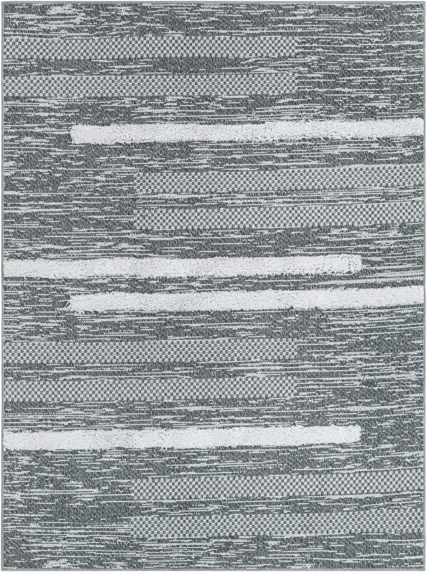 2' 3 x 3' Hornsby · Abstract striped rug, gray and ivory