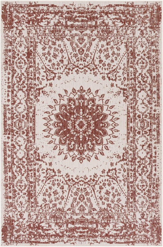 5' 3 x 8' Royce · Border Outdoor Rug, rust red