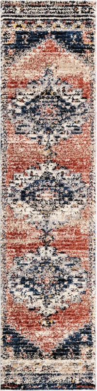 2' x 8' Burton · Border rug, rust red