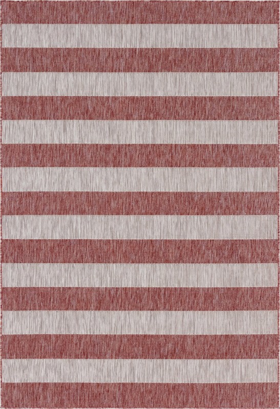Dahlia · Striped Outdoor Rug, rustred