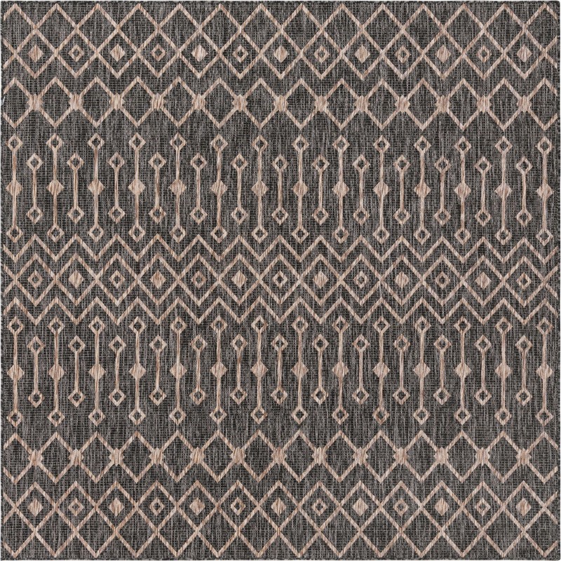 7' 10 x 7' 10 Kearney · Geometric diamond Outdoor Rug, charcoal and natural