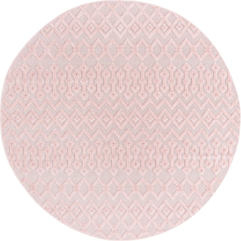 7' x 7' Creed · Geometric trellis Outdoor Rug, light pink