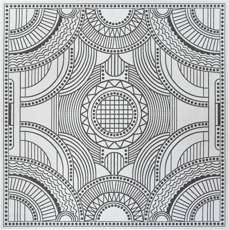 Brough · Geometric Outdoor Rug, white and black