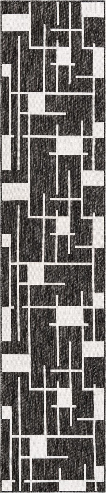 2' 7 x 12' Gillespie · Abstract Outdoor Rug, black and white