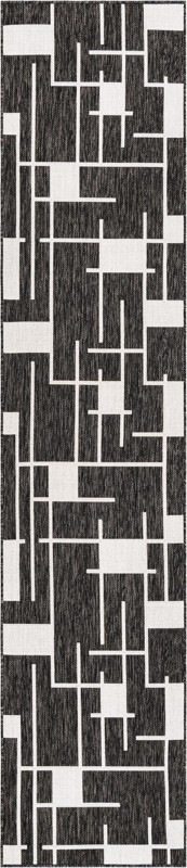 Gillespie · Abstract Outdoor Rug, black and white
