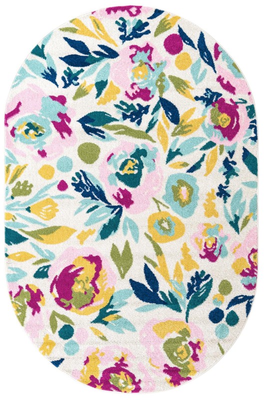5' 3 x 7' 10 Millicent · Floral / botanical rug, white
