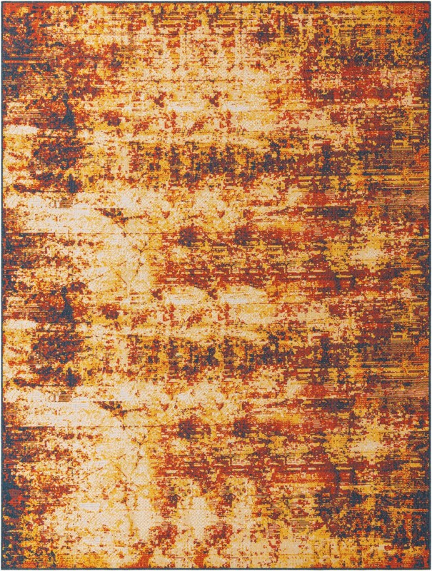 9' x 12' Ward · Abstract Outdoor Rug, terracotta and yellow
