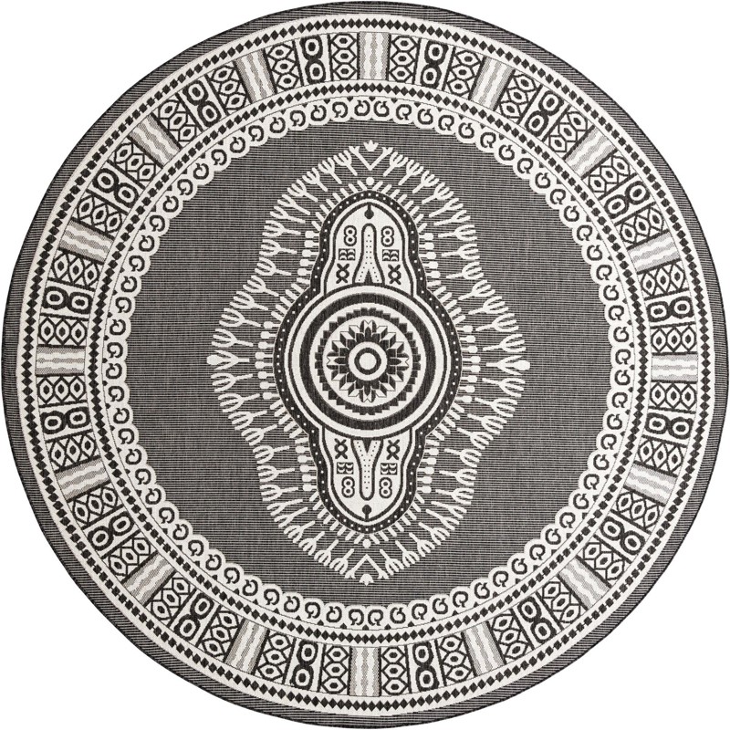 10' x 10' Bainbridge · Border Outdoor Rug, black and white