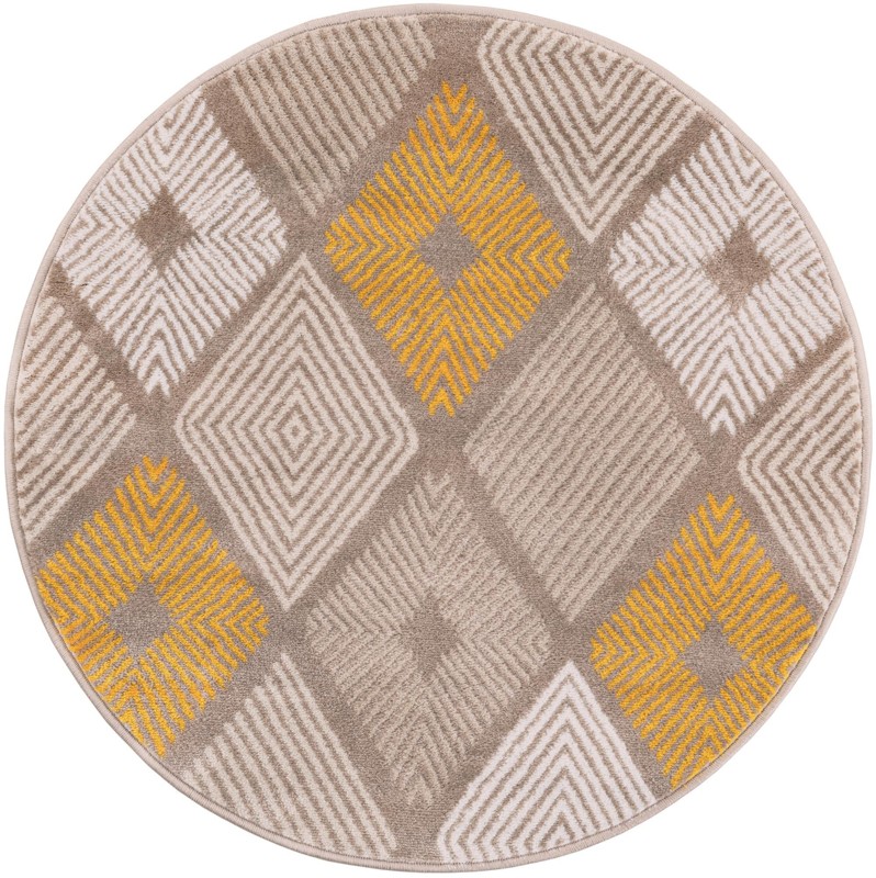 3' 1 x 3' 1 Partridge · Diamond rug, ivory and yellow