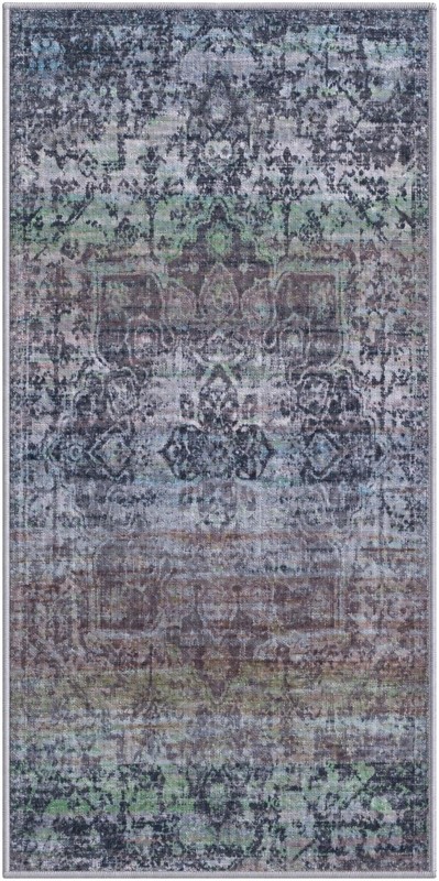 2' x 4' Rideout · Distressed medallion rug, blue and purple