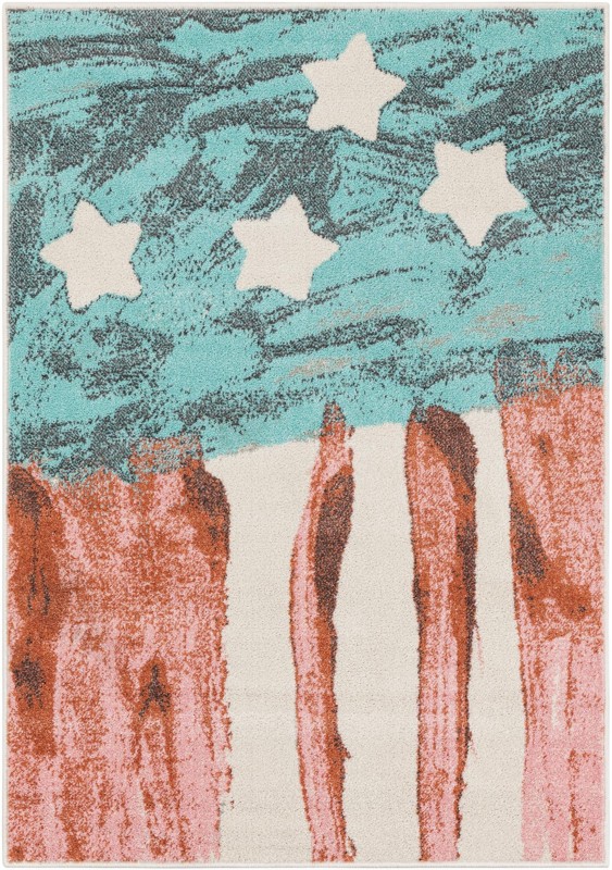 4' 1 x 6' 1 Venables · Striped rug, red and blue