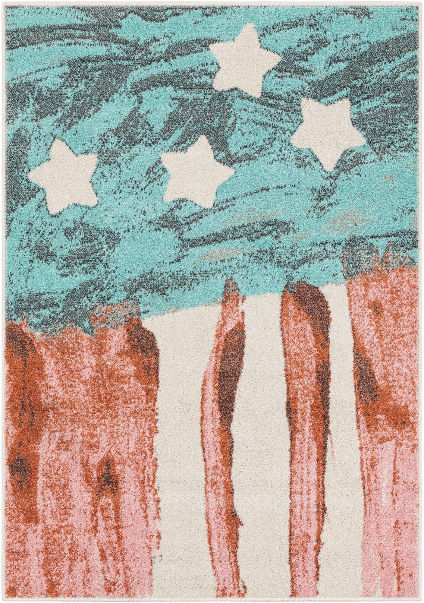 4' 1 x 6' 1 Venables · Striped rug, red and blue