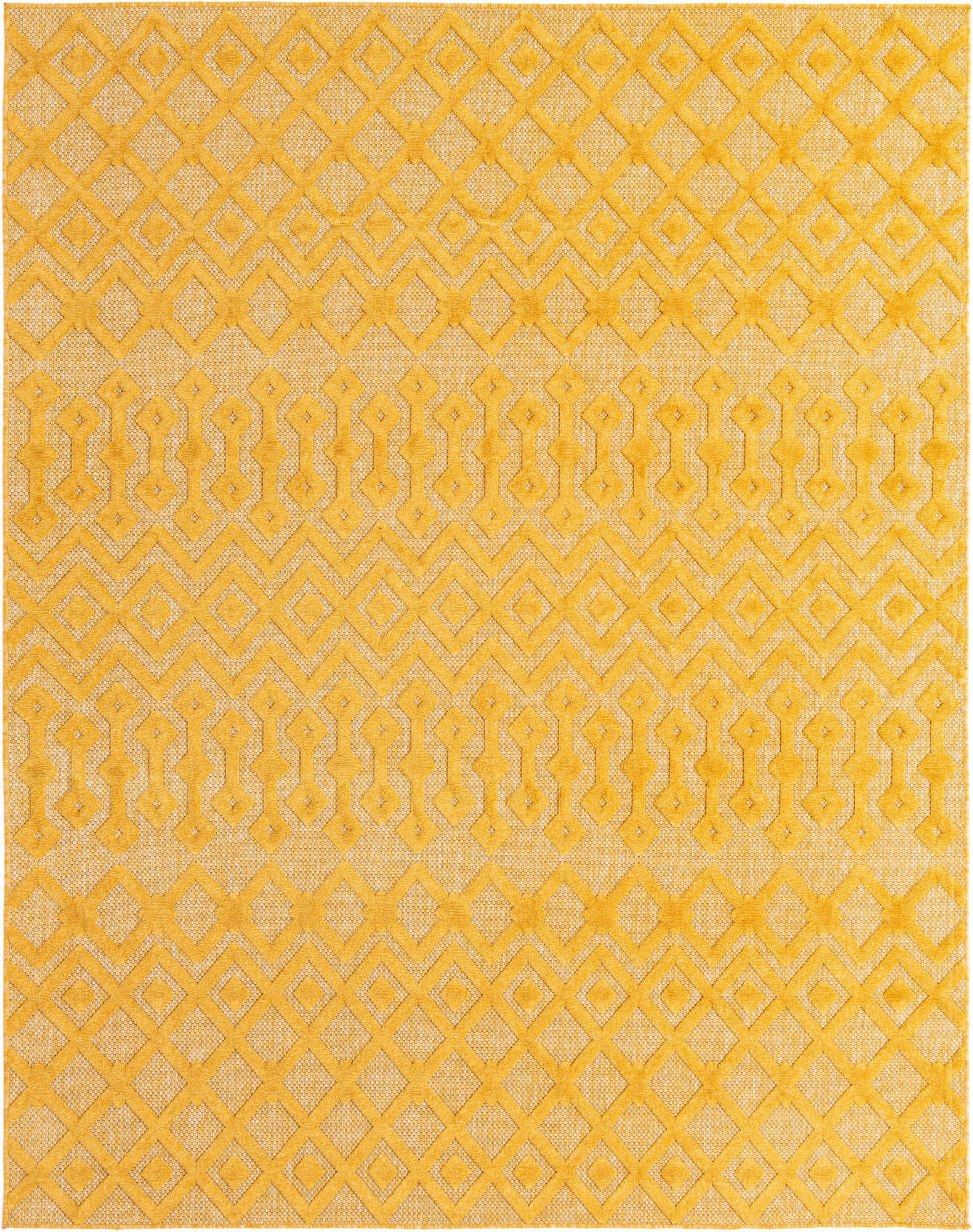 7' 10 x 10' Creed · Diamond Outdoor Rug, yellow
