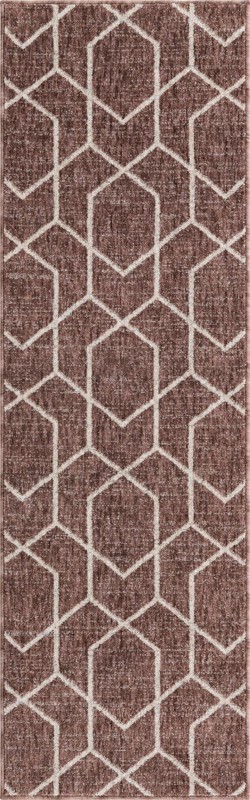 2' x 6' Glenwood · Geometric trellis rug, rose and ivory