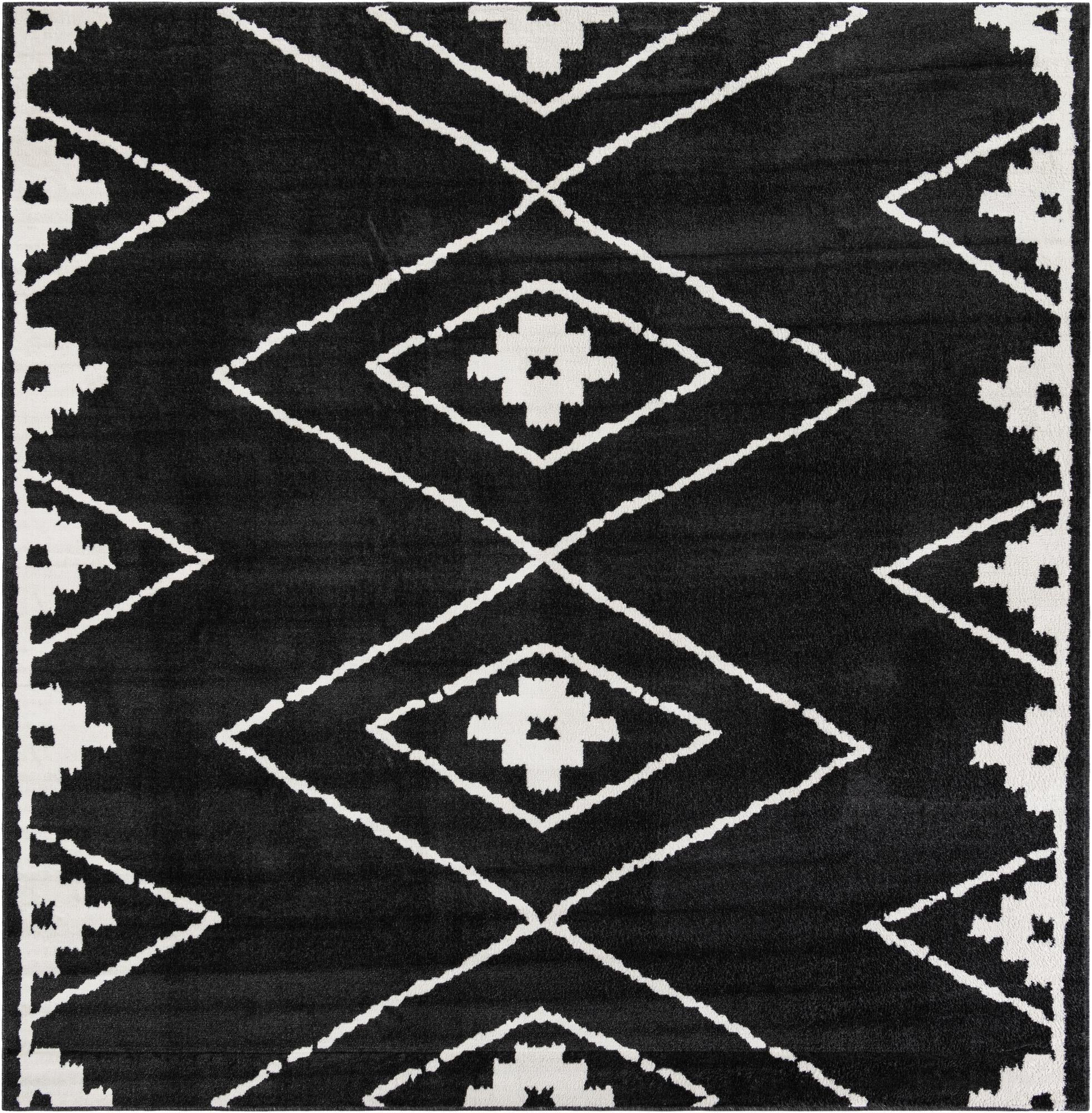 10' x 10' Sumac · Diamond rug, black