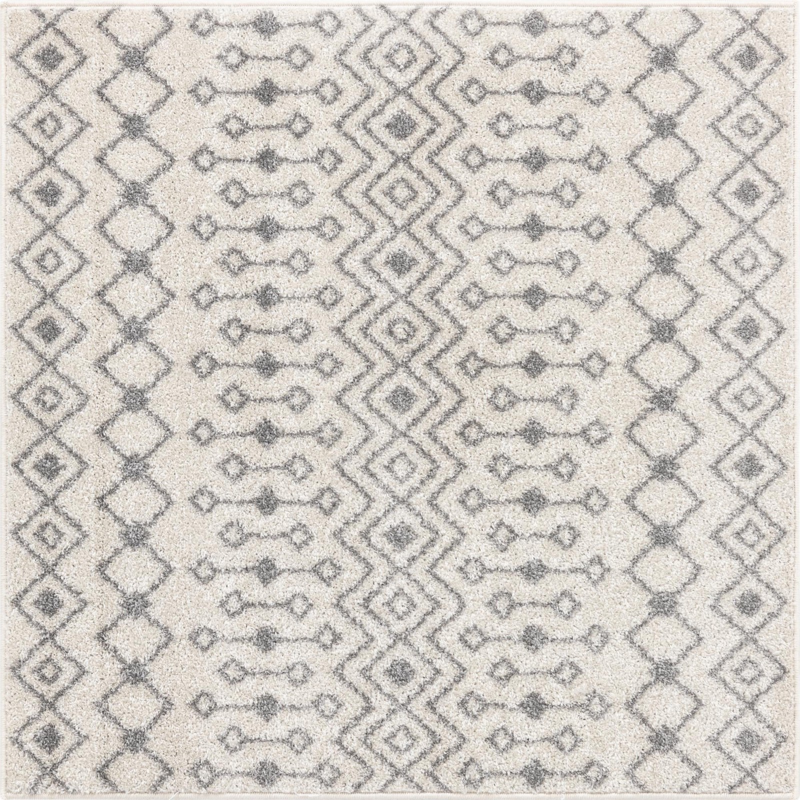 4' x 4' Boswell · Geometric lattice rug, ivory and gray