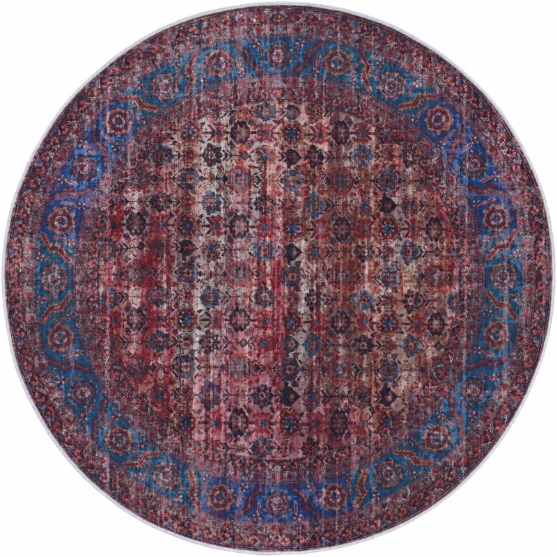 5' 3 x 5' 3 Croft · Persian rug, antique pink and blue