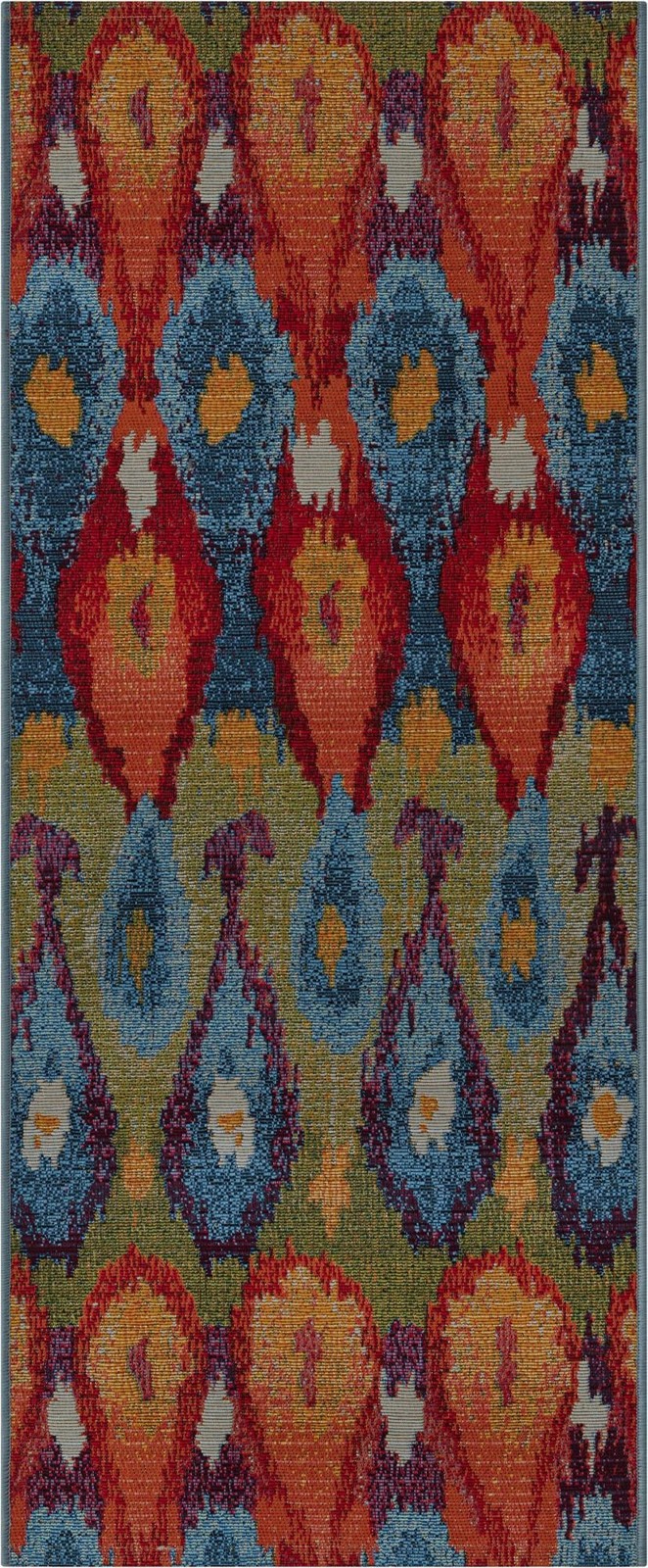 2' x 5' Lomax · Ikat teardrop Outdoor Rug, multi
