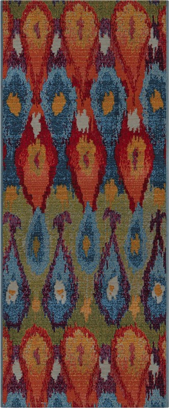 2' x 5' Lomax · Ikat teardrop Outdoor Rug, multi