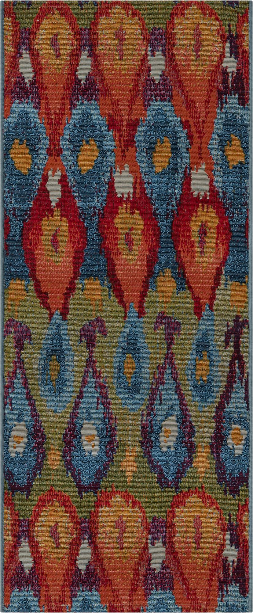 2' x 5' Lomax · Ikat teardrop Outdoor Rug, multi