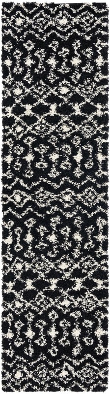 2' 7 x 10' Bayley · Geometric shag rug, black and cream