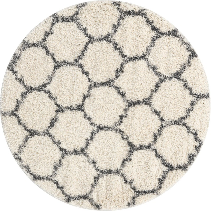 5' x 5' Everett · Lattice Shag Rug, ivory and gray