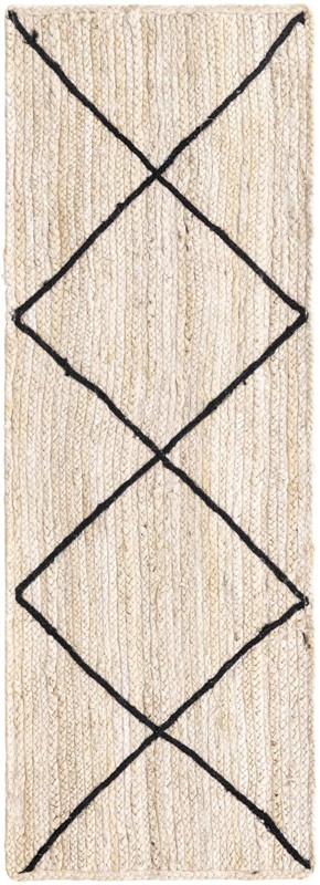 Bishop · Diamond lattice Braided Jute Rug, ivory and black