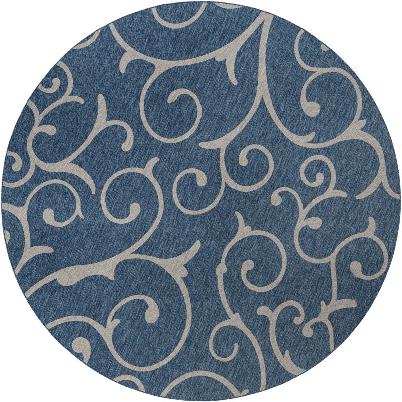 13' x 13' Shale · Scroll Outdoor Rug, blue and gray