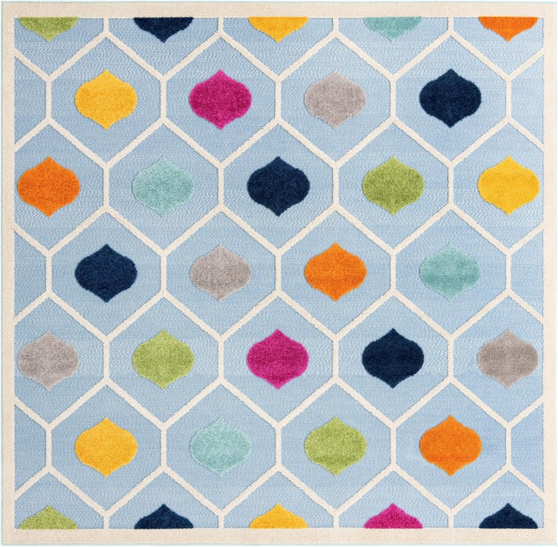 7' 10 x 7' 10 Raleigh · Geometric Outdoor Rug, blue