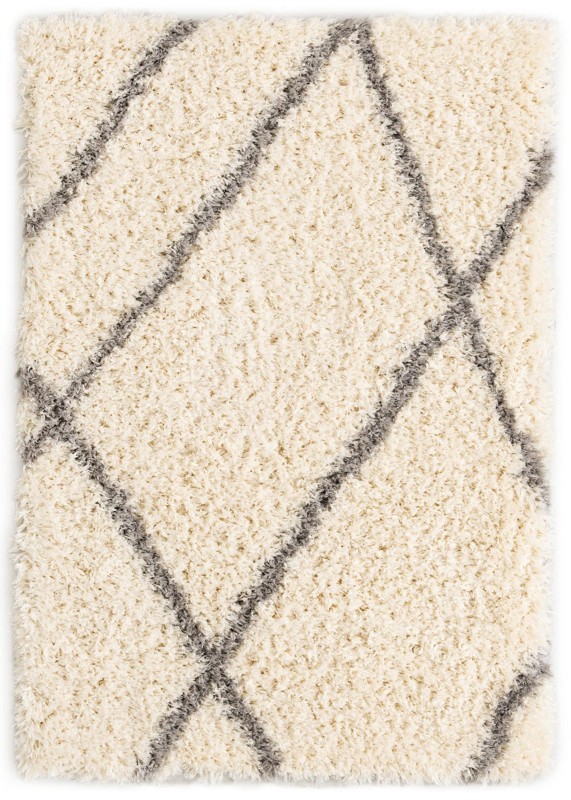 4' x 6' Rockingham · Diamond Shag Rug, pearl and gray