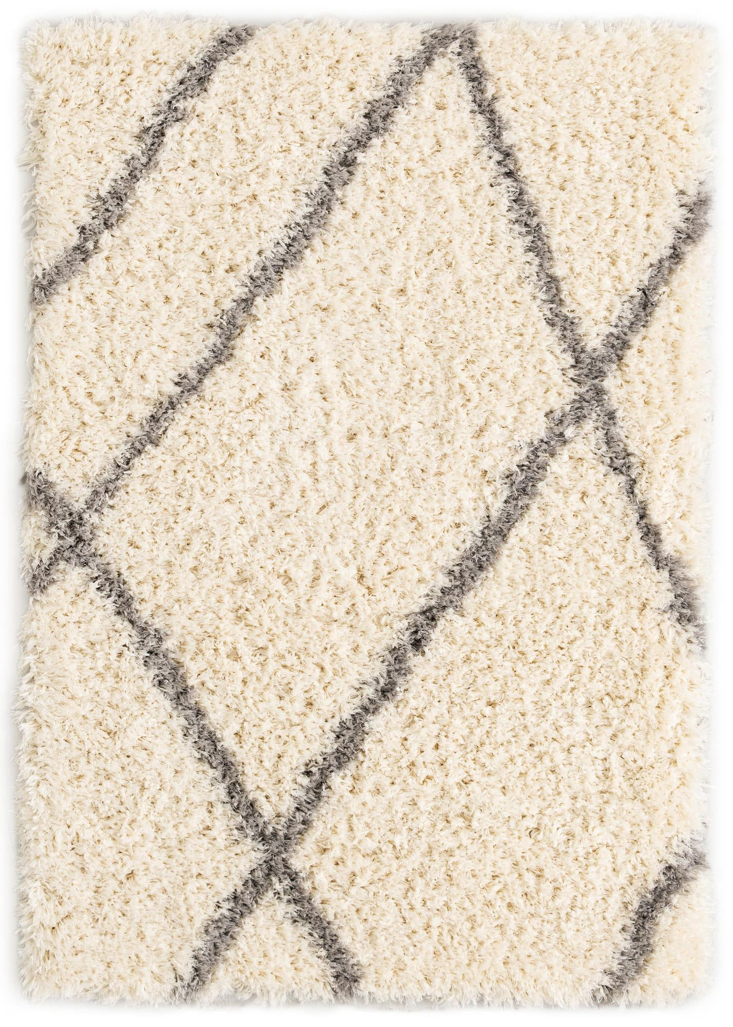4' x 6' Rockingham · Diamond Shag Rug, pearl and gray