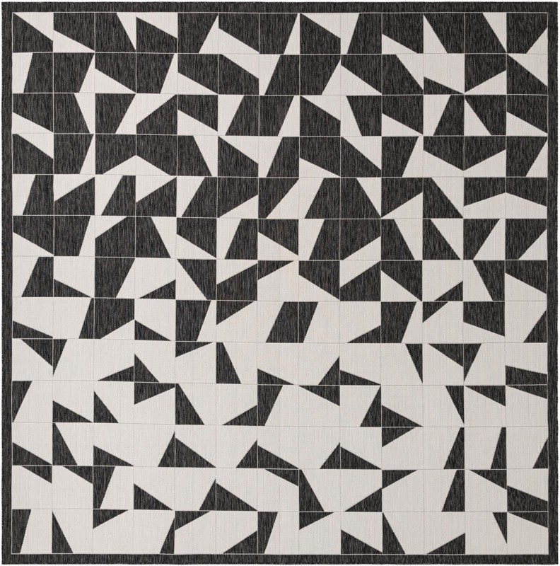 Hildreth · Abstract Outdoor Rug, black and white