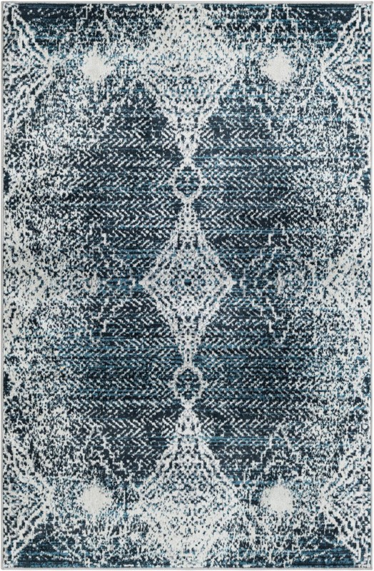 4' x 6' Brower · Medallion Washable Rug, navy and light blue