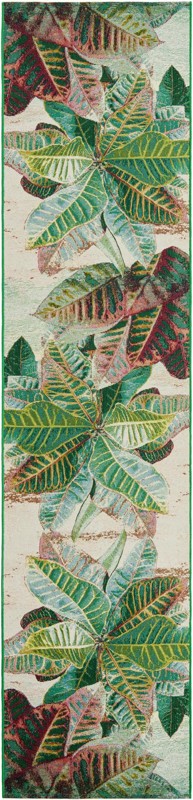 2' 7 x 12' Lomax · Botanical leaf Outdoor Rug, multicolor and cream