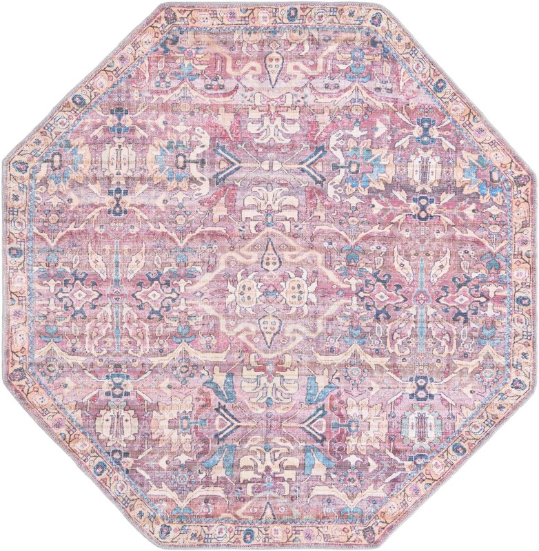 5' 3 x 5' 3 Gaskell · Border Washable Rug, pink