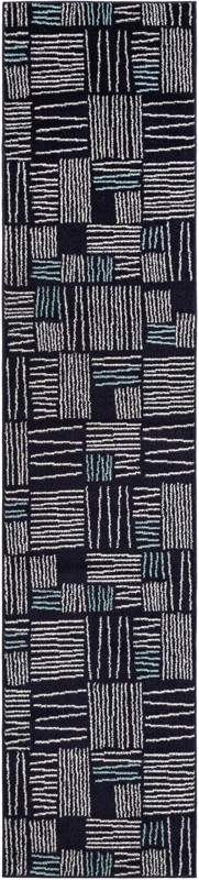 2' 7 x 12' Snowberry · Abstract rug, navy blue