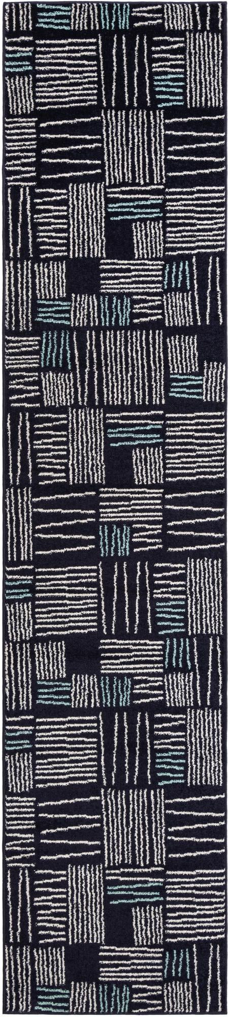 2' 7 x 12' Snowberry · Abstract rug, navy blue