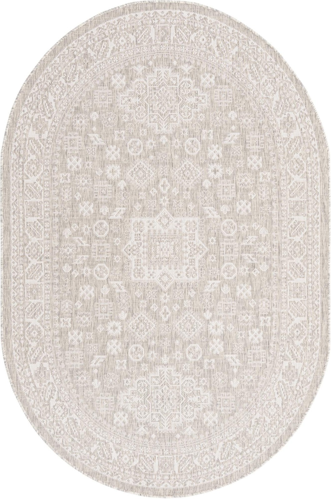 5' 3 x 8' Bellamy · Border Outdoor Rug, light gray
