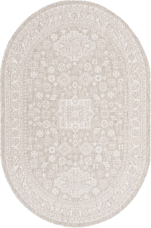 5' 3 x 8' Bellamy · Border Outdoor Rug, light gray
