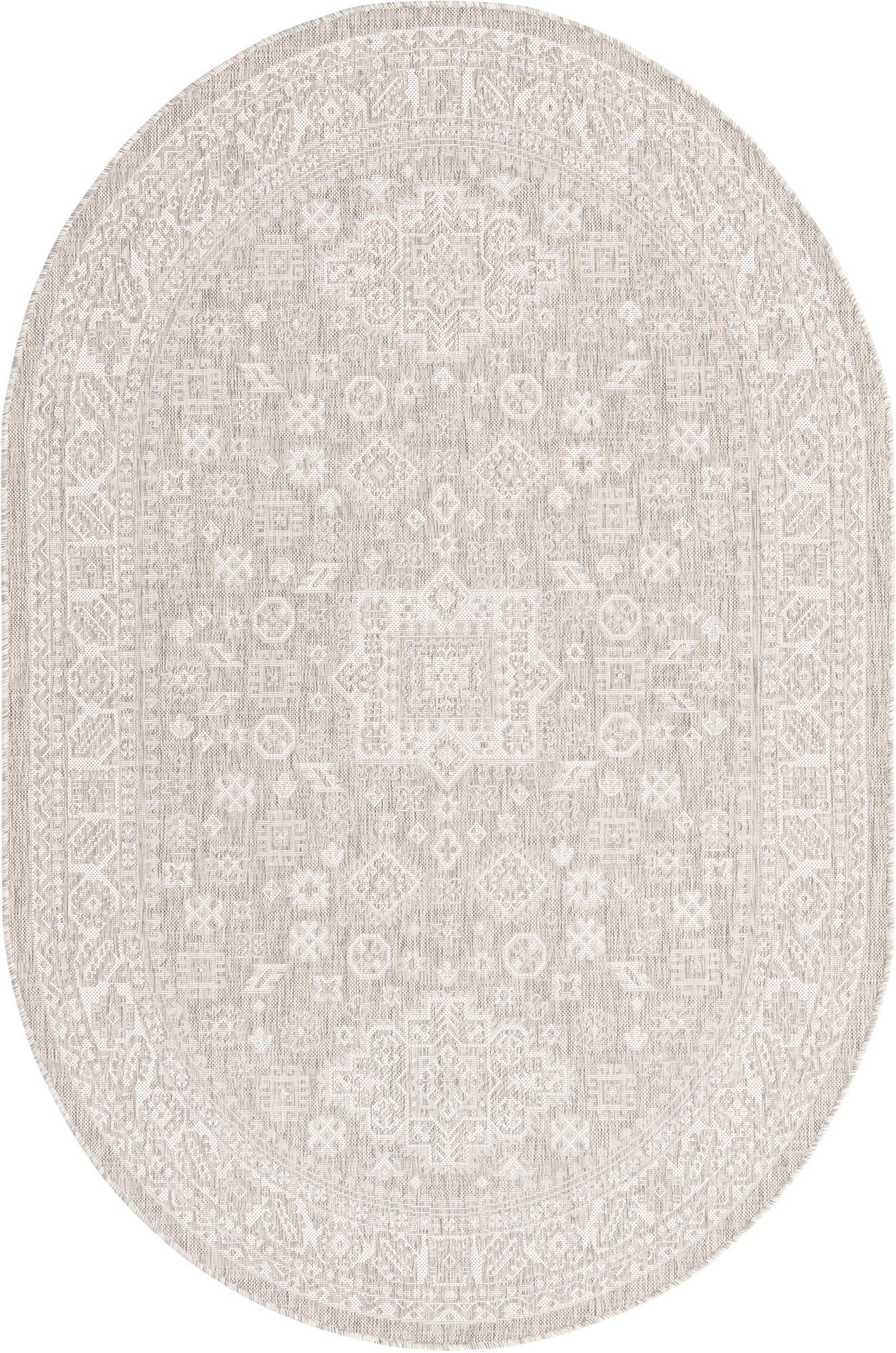 5' 3 x 8' Bellamy · Border Outdoor Rug, light gray