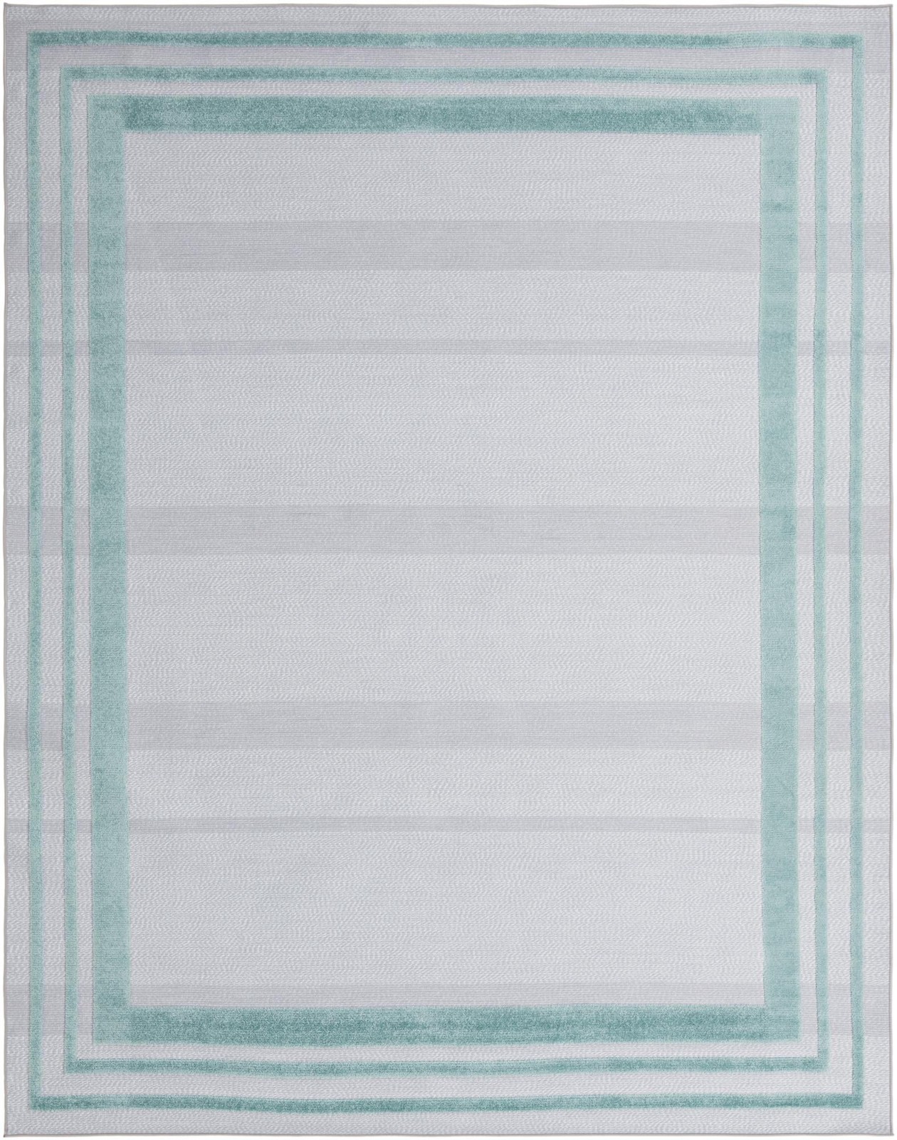 9' x 12' Walnut · Border Outdoor Rug, gray and teal