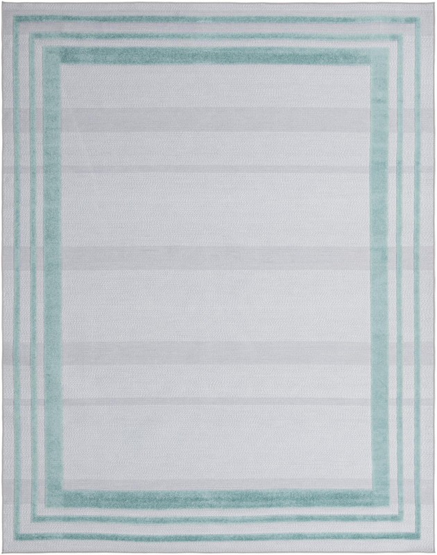 Walnut · Border Outdoor Rug, gray and teal