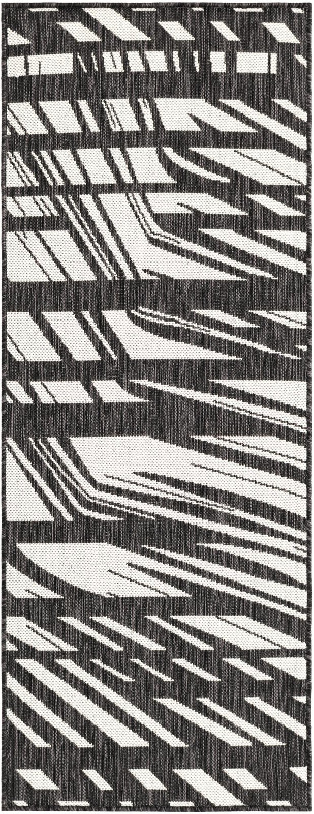 2' x 5' 3 Frasier · Abstract geometric Outdoor Rug, black and white